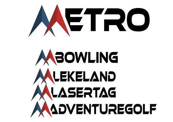 Metro – logovarianter for Bowling, Lekeland, Lasertag og Adventure Golf
