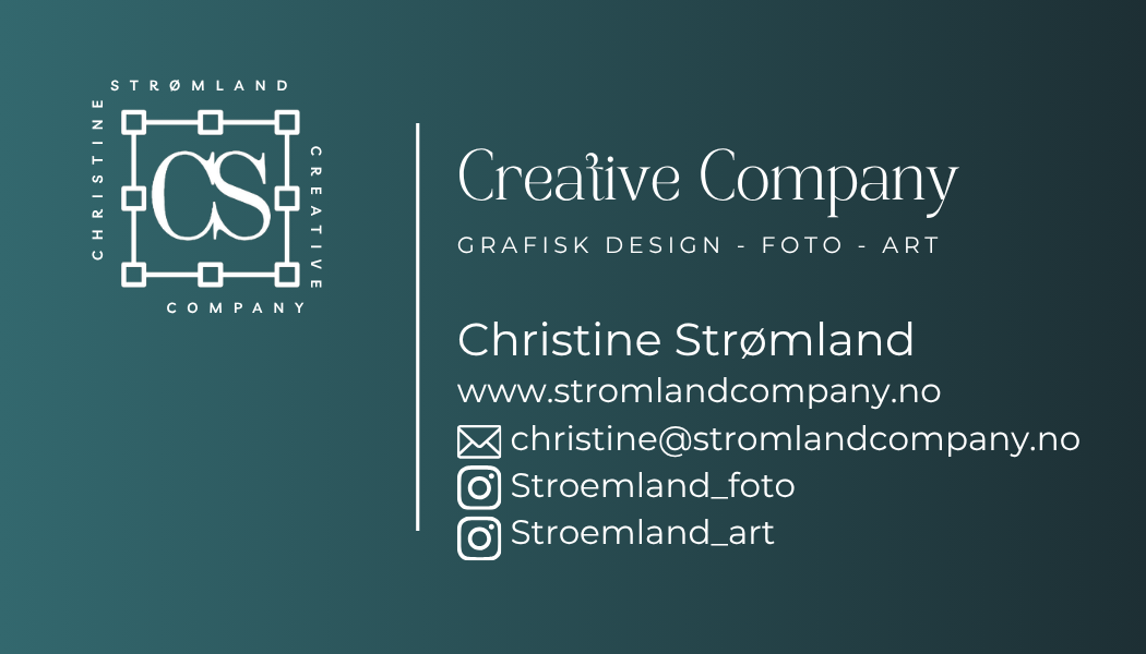 Visittkort jeg har designet for Christine Strømland – Creative Company, bakside med CS-monogram