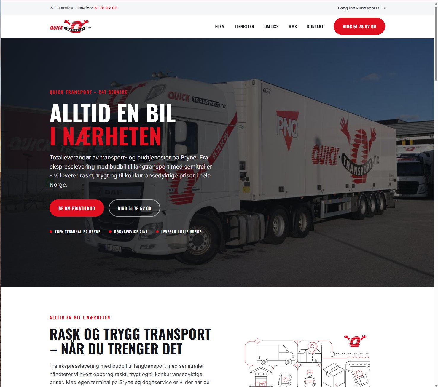 Quick Transport – ferdig nettside
